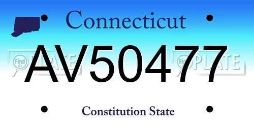 AV50477 Connecticut License Plate