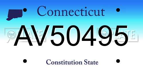 AV50495 Connecticut License Plate