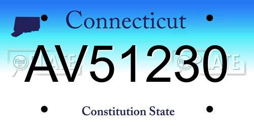 AV51230 Connecticut License Plate