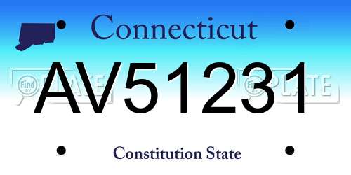 AV51231 Connecticut License Plate