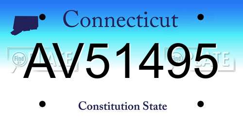 AV51495 Connecticut License Plate