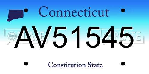 AV51545 Connecticut License Plate