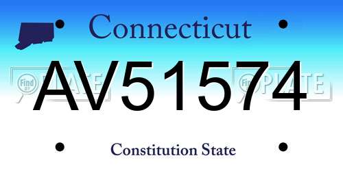 AV51574 Connecticut License Plate