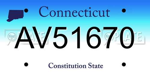 AV51670 Connecticut License Plate