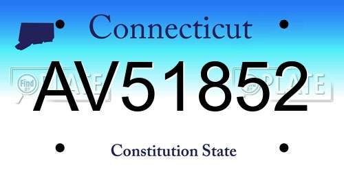 AV51852 Connecticut License Plate