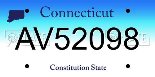 AV52098 Connecticut License Plate
