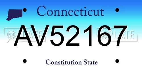AV52167 Connecticut License Plate