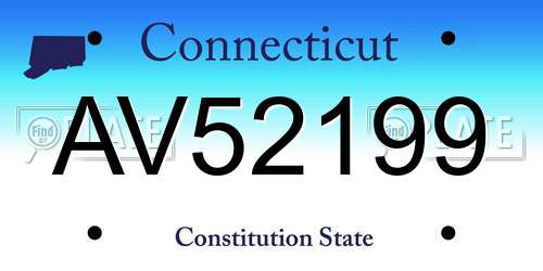 AV52199 Connecticut License Plate