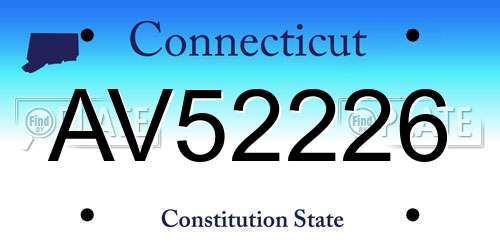 AV52226 Connecticut License Plate