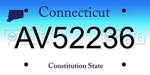 AV52236 Connecticut License Plate