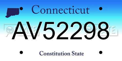 AV52298 Connecticut License Plate