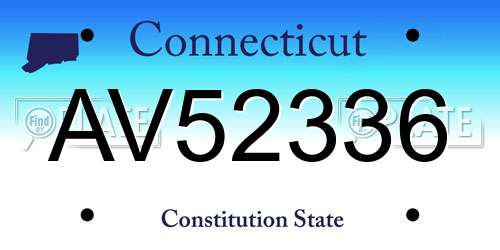 AV52336 Connecticut License Plate