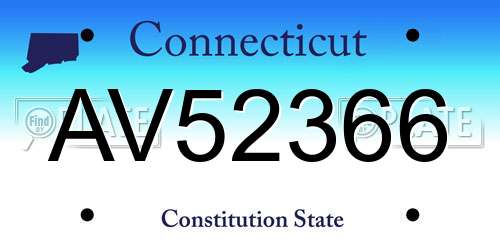 AV52366 Connecticut License Plate