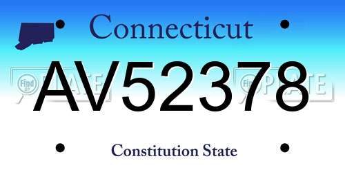 AV52378 Connecticut License Plate