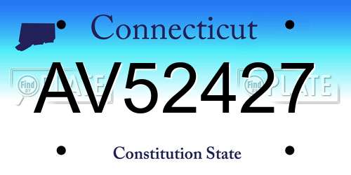 AV52427 Connecticut License Plate