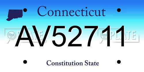 AV52711 Connecticut License Plate