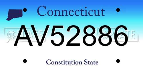 AV52886 Connecticut License Plate