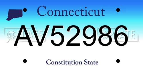 AV52986 Connecticut License Plate