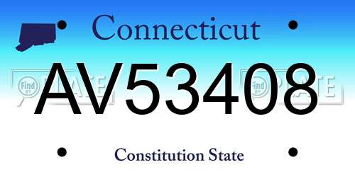 AV53408 Connecticut License Plate