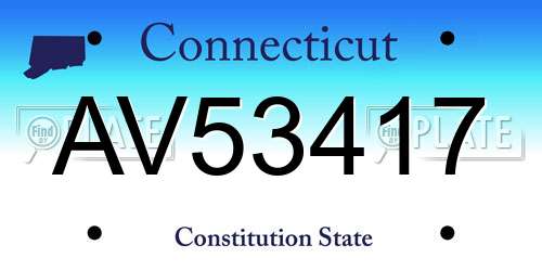 AV53417 Connecticut License Plate