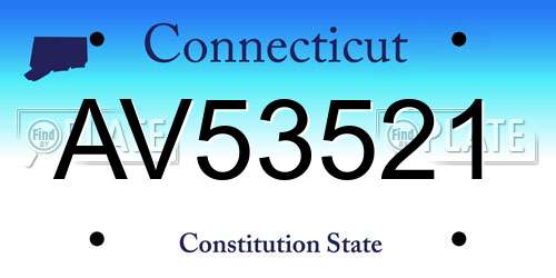 AV53521 Connecticut License Plate