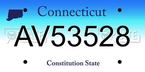 AV53528 Connecticut License Plate