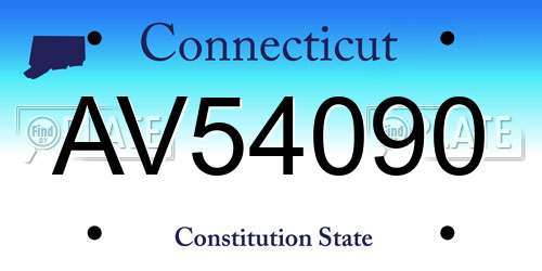 AV54090 Connecticut License Plate