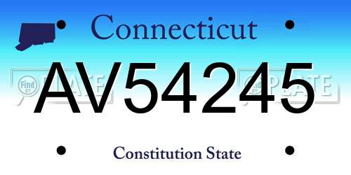 AV54245 Connecticut License Plate