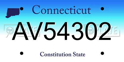 AV54302 Connecticut License Plate