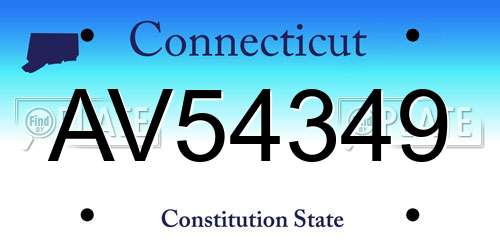AV54349 Connecticut License Plate