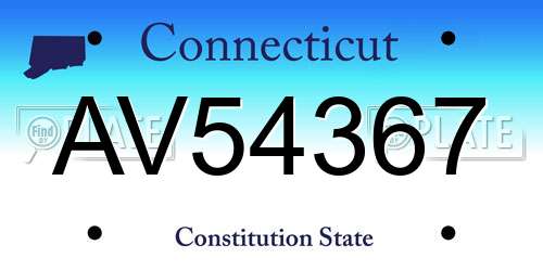 AV54367 Connecticut License Plate