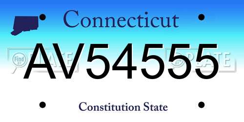 AV54555 Connecticut License Plate