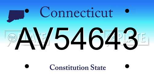 AV54643 Connecticut License Plate
