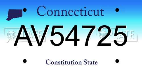 AV54725 Connecticut License Plate