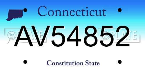 AV54852 Connecticut License Plate