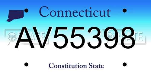 AV55398 Connecticut License Plate