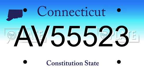 AV55523 Connecticut License Plate
