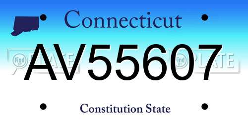 AV55607 Connecticut License Plate