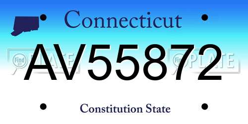 AV55872 Connecticut License Plate