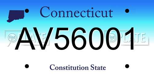 AV56001 Connecticut License Plate