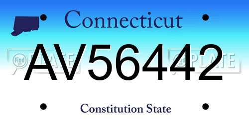AV56442 Connecticut License Plate