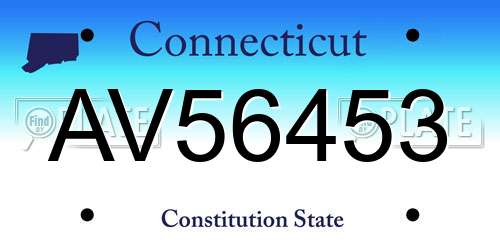 AV56453 Connecticut License Plate