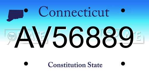 AV56889 Connecticut License Plate