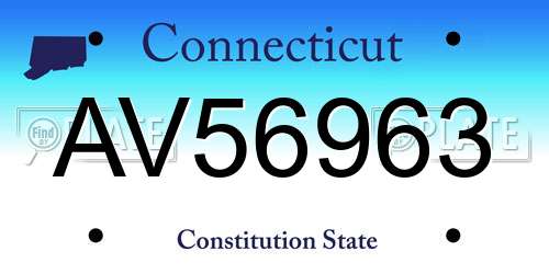 AV56963 Connecticut License Plate