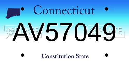 AV57049 Connecticut License Plate