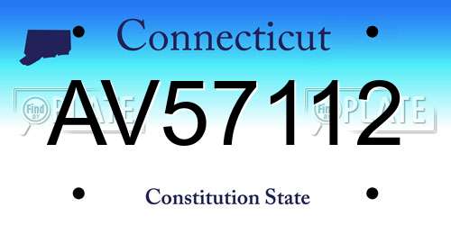 AV57112 Connecticut License Plate