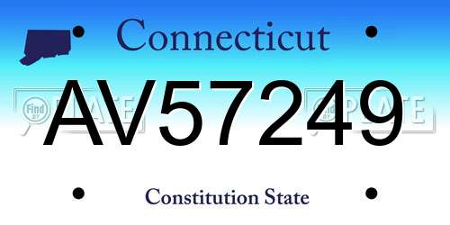AV57249 Connecticut License Plate