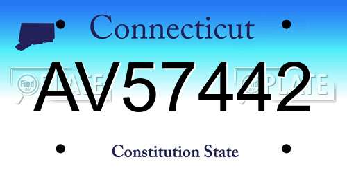 AV57442 Connecticut License Plate