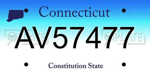 AV57477 Connecticut License Plate