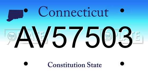 AV57503 Connecticut License Plate